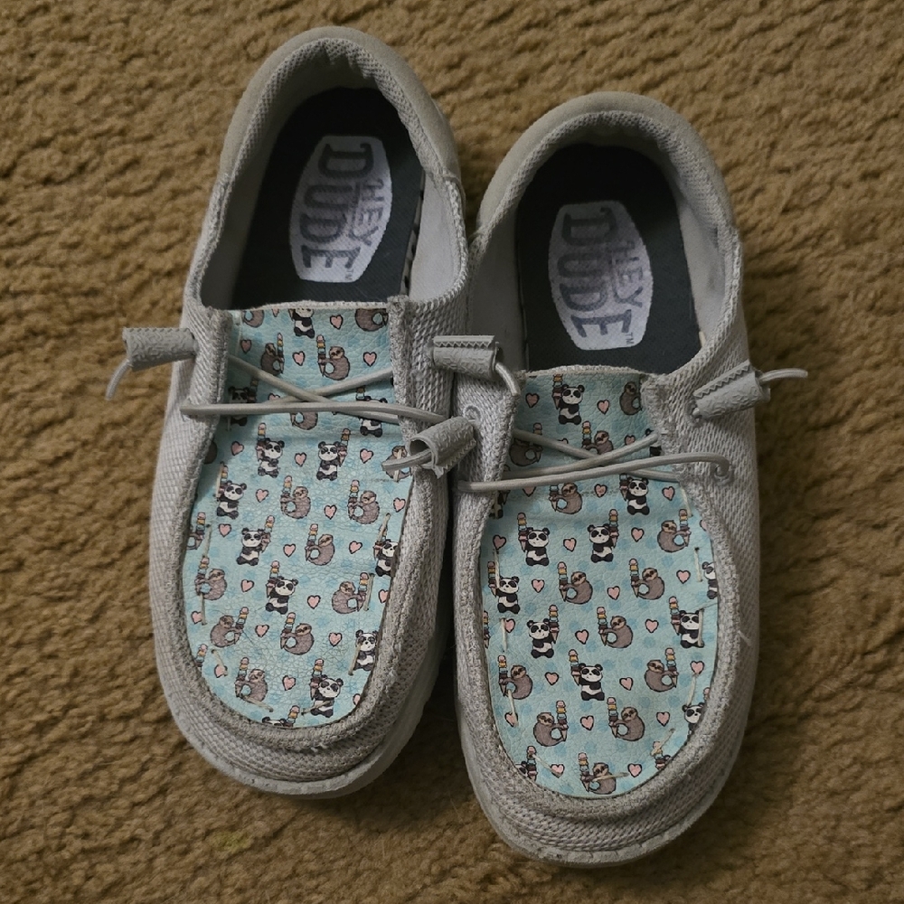 Hey Dude Kids Moccasins - Gray and Light Blue